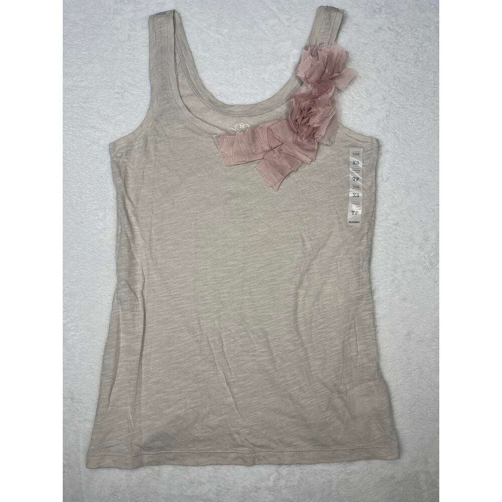 Old Navy Deadstock Pink Bow Beige Layering Tank sz XS Balletcore Feminine